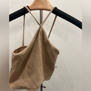 Zara Beige Ribbed Top